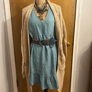 Linen peplum dress